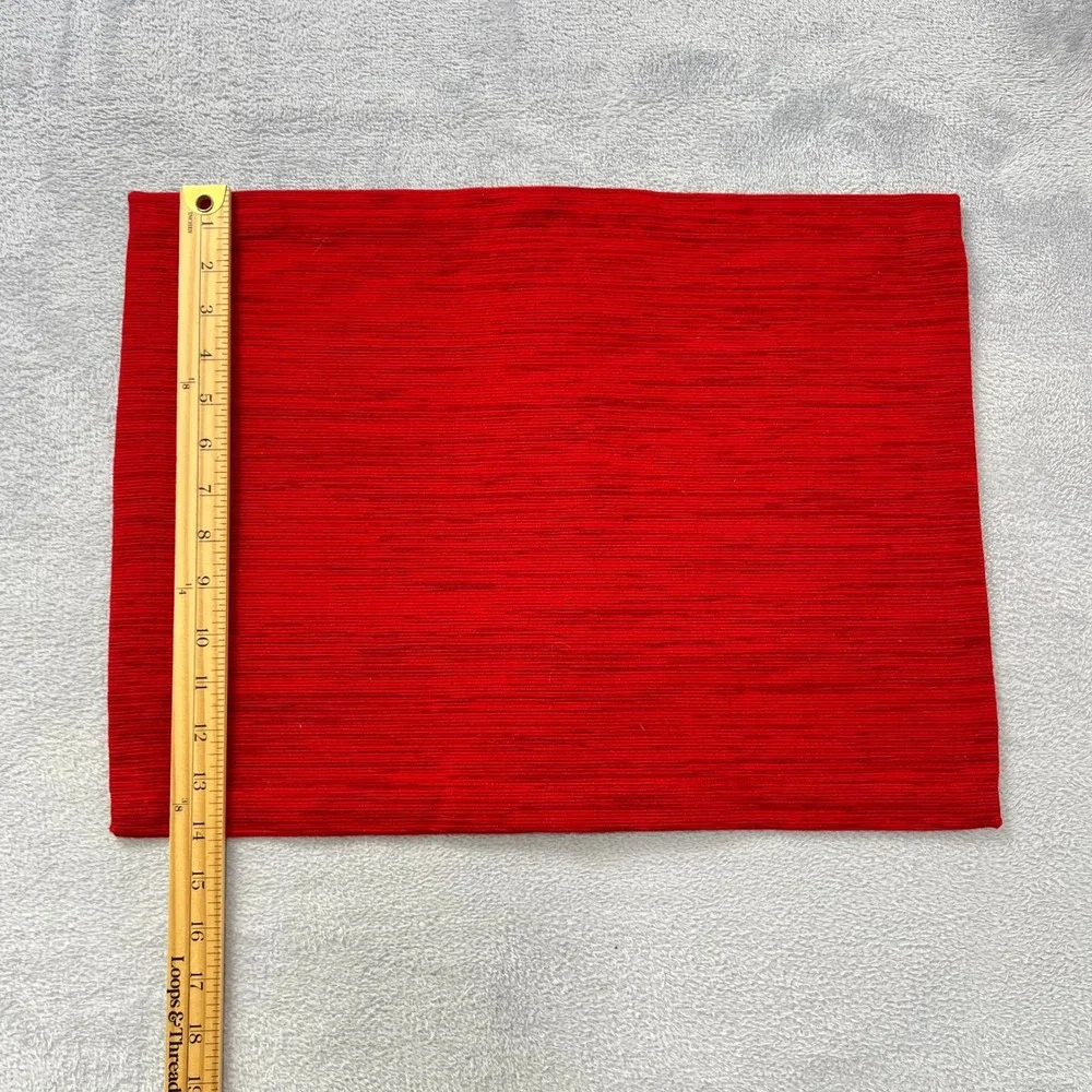 Set of 4 Crate & Barrel Grasscloth Placemats Ruby Red Handwoven Cotton 14x19
